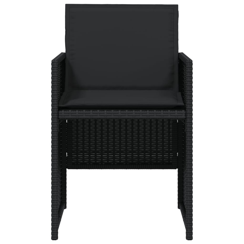 5 pcs conjunto de jantar p/ jardim c/ almofadões vime PE preto - Image 4
