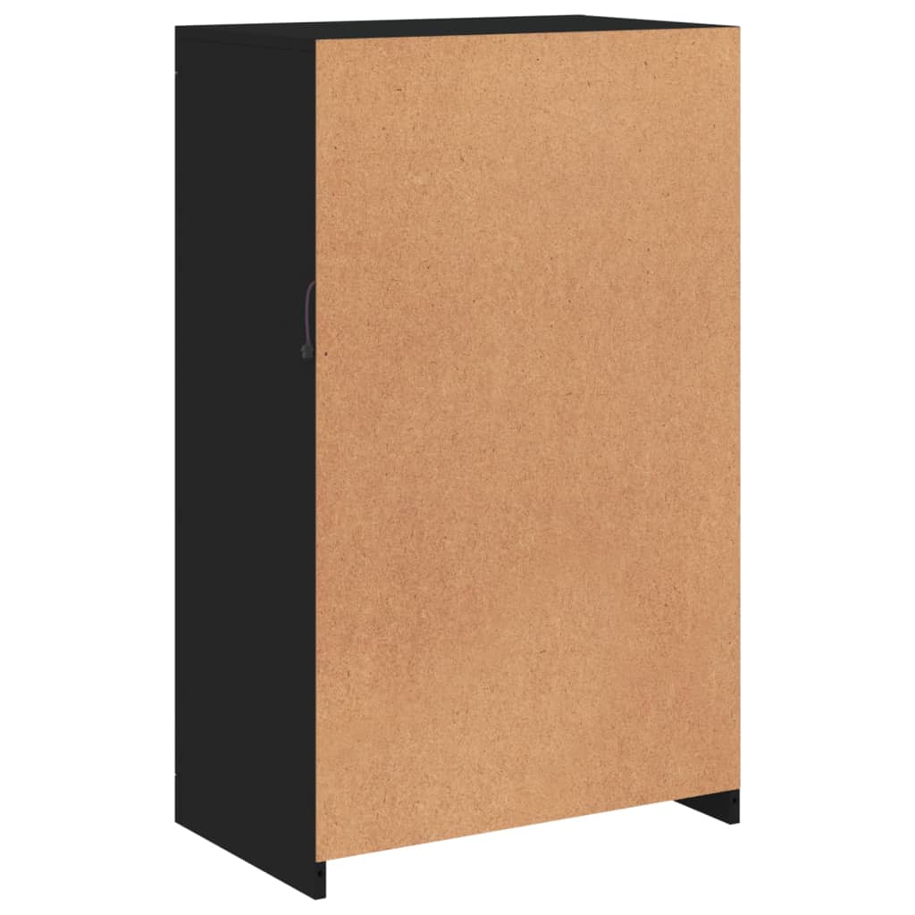 Armário de apoio com luzes LED derivados de madeira preto - Image 8