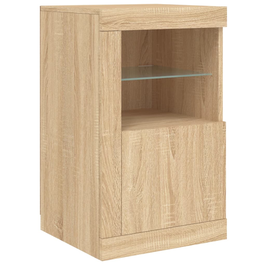 Armário de apoio c/ luzes LED derivados madeira carvalho sonoma - Image 2