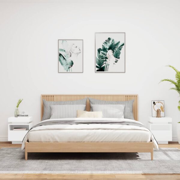 Mesas de cabeceira c/ luzes LED 2 pcs 40x39x48,5 cm branco - Image 2