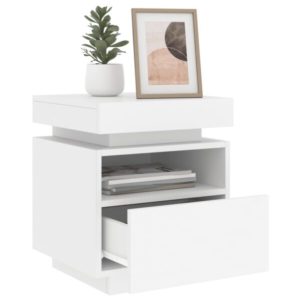 Mesas de cabeceira c/ luzes LED 2 pcs 40x39x48,5 cm branco - Image 3