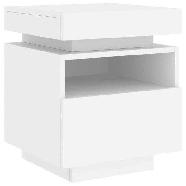 Mesas de cabeceira c/ luzes LED 2 pcs 40x39x48,5 cm branco - Image 5