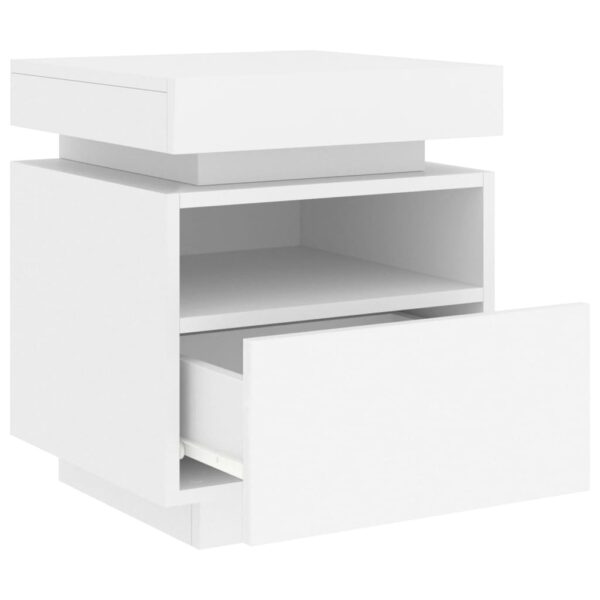 Mesas de cabeceira c/ luzes LED 2 pcs 40x39x48,5 cm branco - Image 6