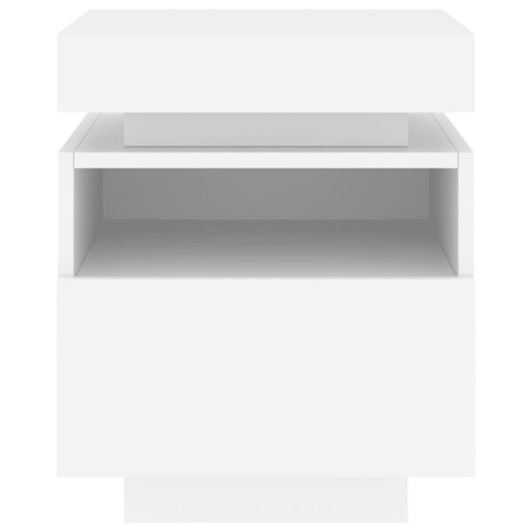 Mesas de cabeceira c/ luzes LED 2 pcs 40x39x48,5 cm branco - Image 7