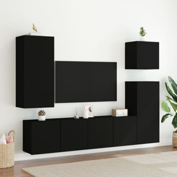 Móvel de parede p/ TV 40,5x30x90 cm derivados de madeira preto - Image 3