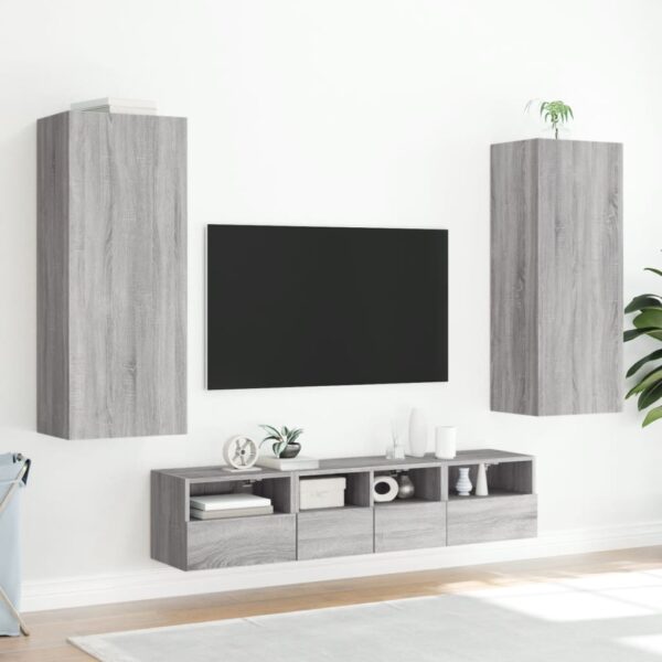Móvel parede TV 40,5x30x102cm derivados de madeira cinza sonoma - Image 3