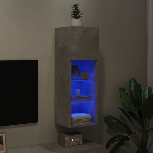 Móvel de TV com luzes LED 30,5x30x90 cm cinzento cimento - Image 4