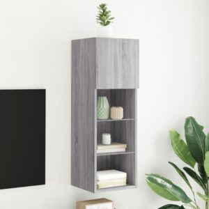 Móvel de TV com luzes LED 30,5x30x90 cm cinzento sonoma