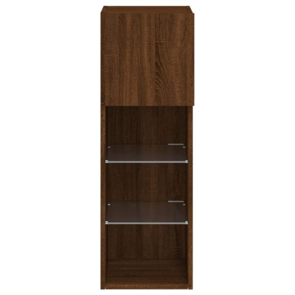 Móvel de TV com luzes LED 30,5x30x90 cm carvalho castanho - Image 8