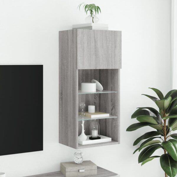 Móvel de TV com luzes LED 40,5x30x90 cm cinzento sonoma - Image 3