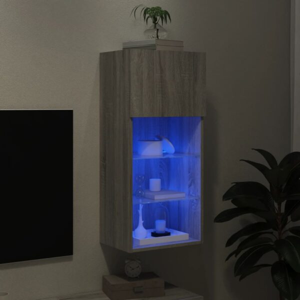 Móvel de TV com luzes LED 40,5x30x90 cm cinzento sonoma - Image 4