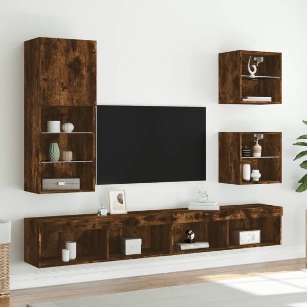 Móvel de TV com luzes LED 40,5x30x102 cm carvalho fumado - Image 2
