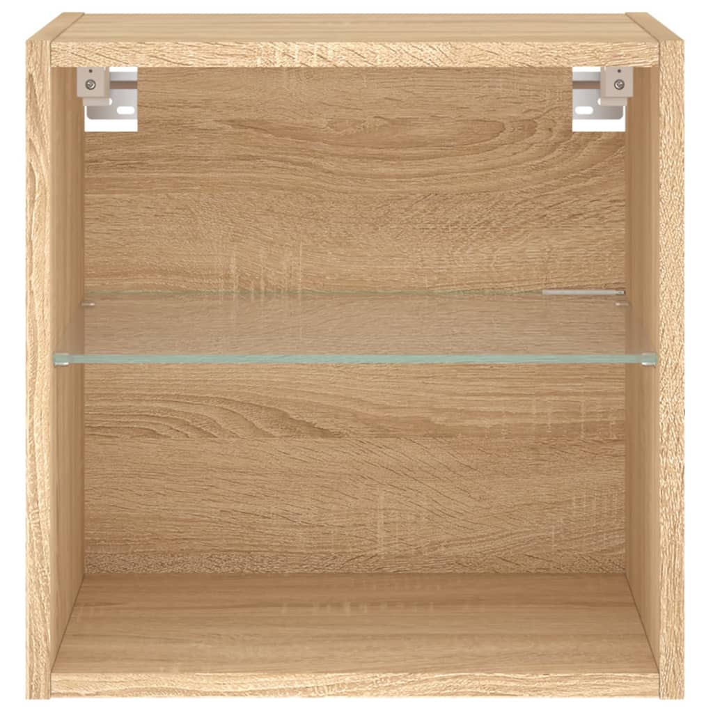 Mesa de cabeceira de parede com luzes LED carvalho sonoma - Image 6