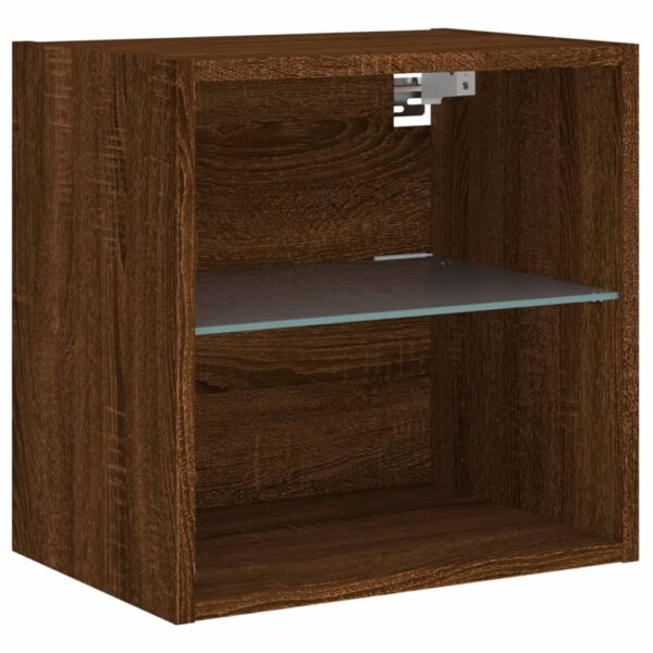 Mesas de cabeceira parede c/ luzes LED 2 pcs carvalho castanho - Image 7