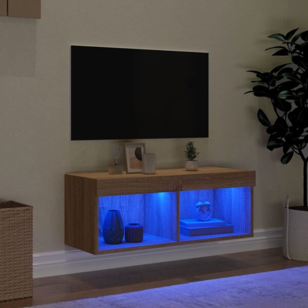 Móvel de TV com luzes LED 80x30x30 cm carvalho sonoma - Image 2