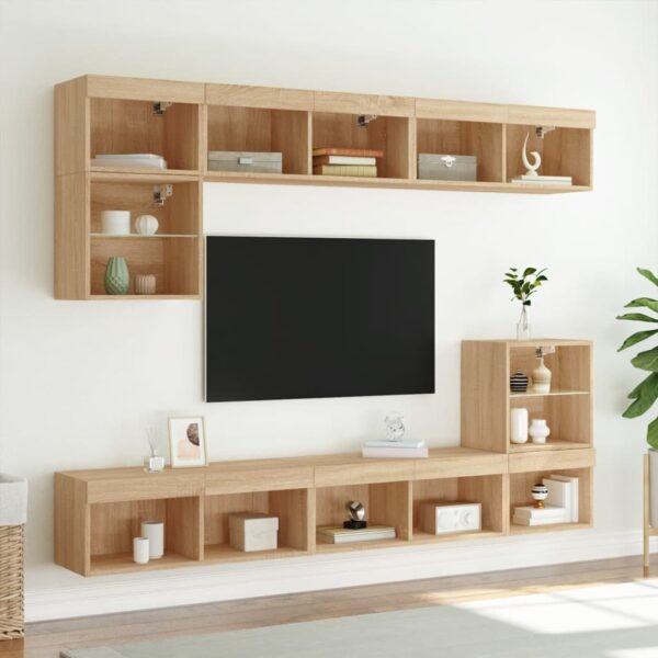 Móvel de TV com luzes LED 80x30x30 cm carvalho sonoma - Image 3