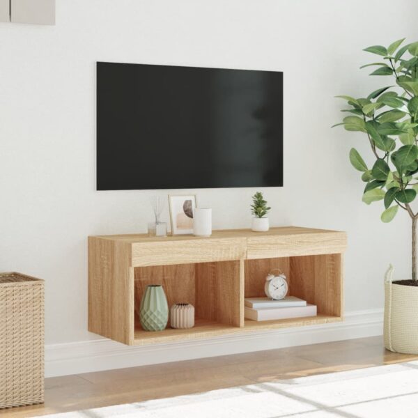 Móvel de TV com luzes LED 80x30x30 cm carvalho sonoma - Image 4