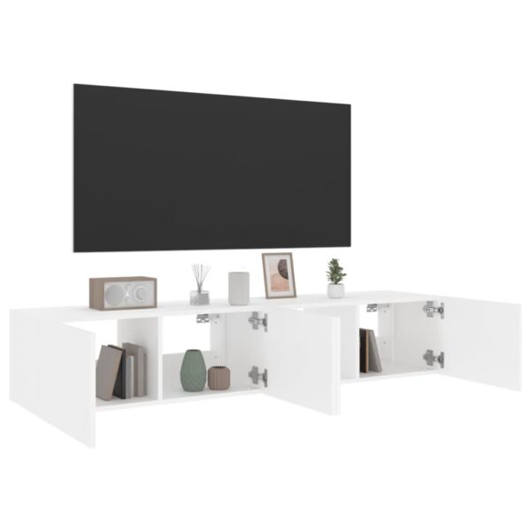 Móveis de parede p/ TV com luzes LED 2 pcs 80x35x31 cm branco - Image 5