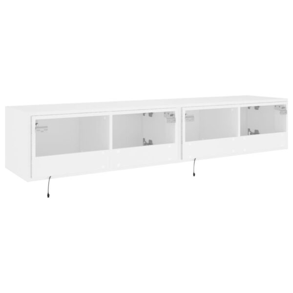 Móveis de parede p/ TV com luzes LED 2 pcs 80x35x31 cm branco - Image 10