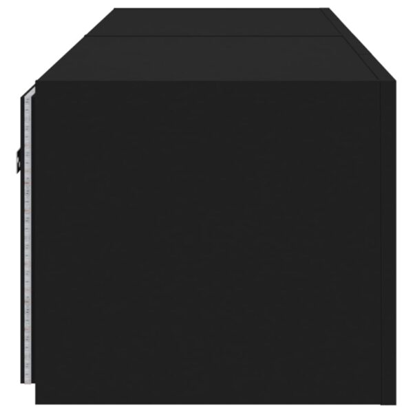Móveis de parede p/ TV com luzes LED 2 pcs 80x35x31 cm preto - Image 9