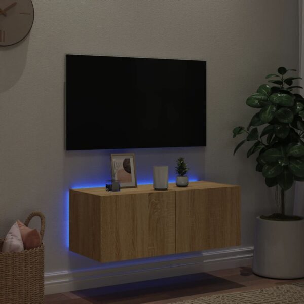 Móvel de parede p/ TV c/ luzes LED 80x35x31 cm carvalho sonoma - Image 2