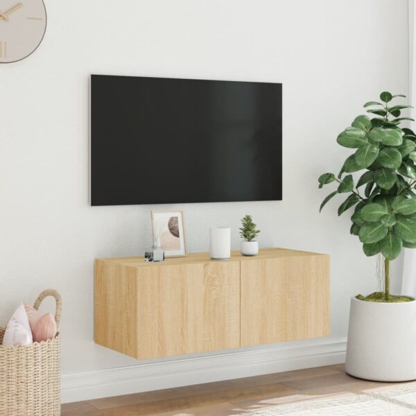 Móvel de parede p/ TV c/ luzes LED 80x35x31 cm carvalho sonoma - Image 3