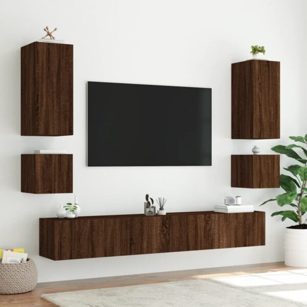 Móvel de parede p/ TV c/ luzes LED 100x35x31 carvalho castanho - Image 6