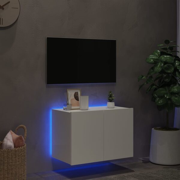 Móvel de parede para TV com luzes LED 60x35x41 cm branco - Image 3