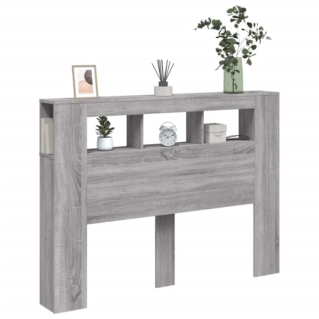 Cabeceira c/ LEDs 140x18,5x103,5 cm sonoma cinzento - Image 3