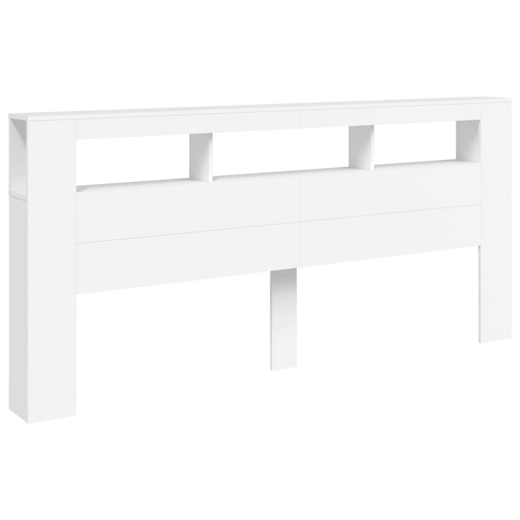 Cabeceira cama c/ LEDs 220x18,5x103,5 cm deriv. madeira branco - Image 2