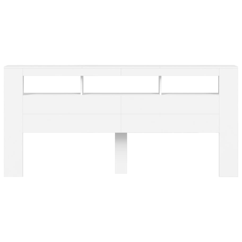 Cabeceira cama c/ LEDs 220x18,5x103,5 cm deriv. madeira branco - Image 5