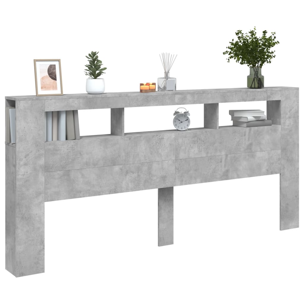 Cabeceira c/ LEDs 220x18,5x103,5 cm cinzento-cimento - Image 4
