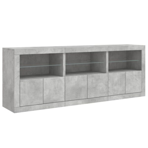 Aparador com luzes LED 181,5x37x67 cm cinzento cimento - Image 4
