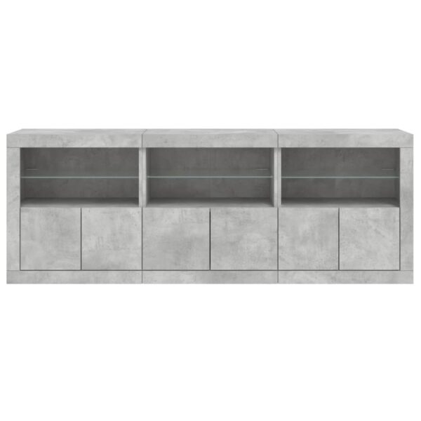 Aparador com luzes LED 181,5x37x67 cm cinzento cimento - Image 5