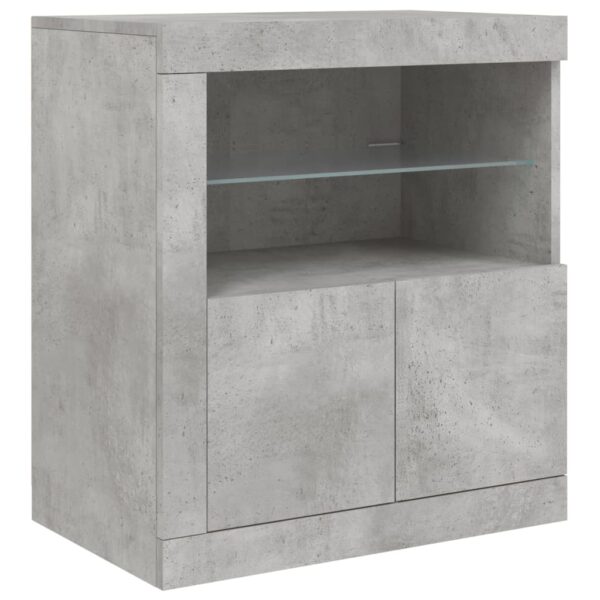 Aparador com luzes LED 181,5x37x67 cm cinzento cimento - Image 8