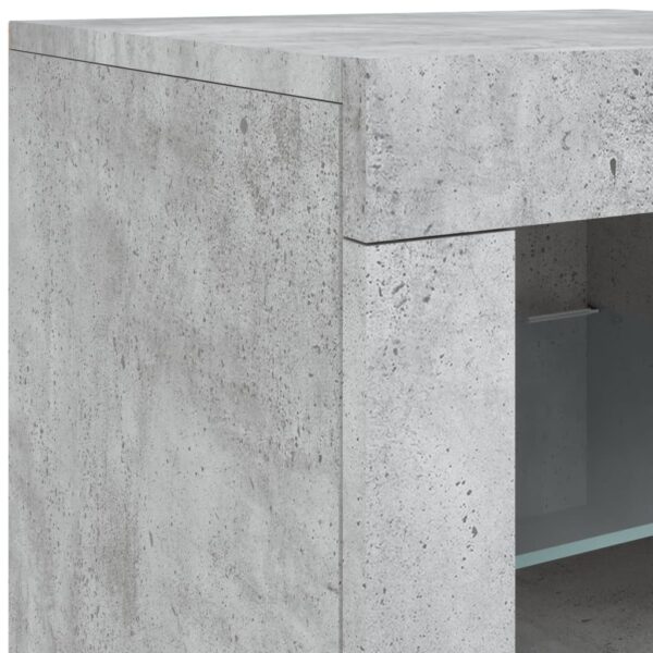 Aparador com luzes LED 181,5x37x67 cm cinzento cimento - Image 9
