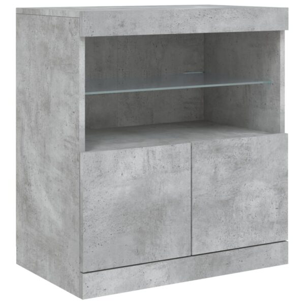 Aparador com luzes LED 181,5x37x67 cm cinzento cimento - Image 10