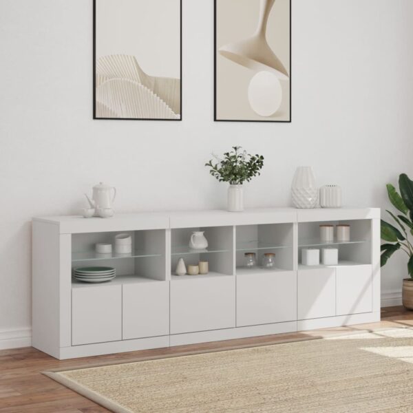 Aparador com luzes LED 202x37x67 cm branco - Image 2