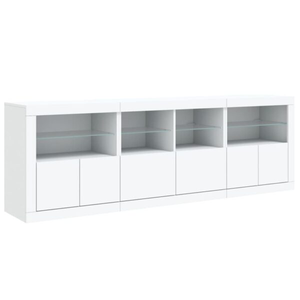 Aparador com luzes LED 202x37x67 cm branco - Image 4