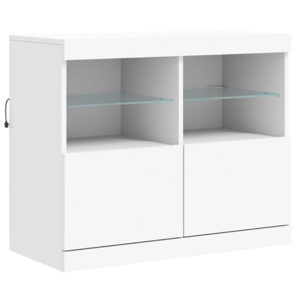 Aparador com luzes LED 202x37x67 cm branco - Image 10