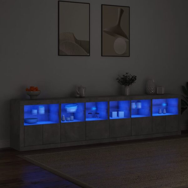 Aparador com luzes LED 283x37x67 cm cinzento cimento - Image 2