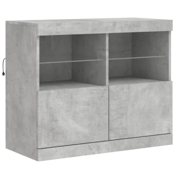 Aparador com luzes LED 283x37x67 cm cinzento cimento - Image 11