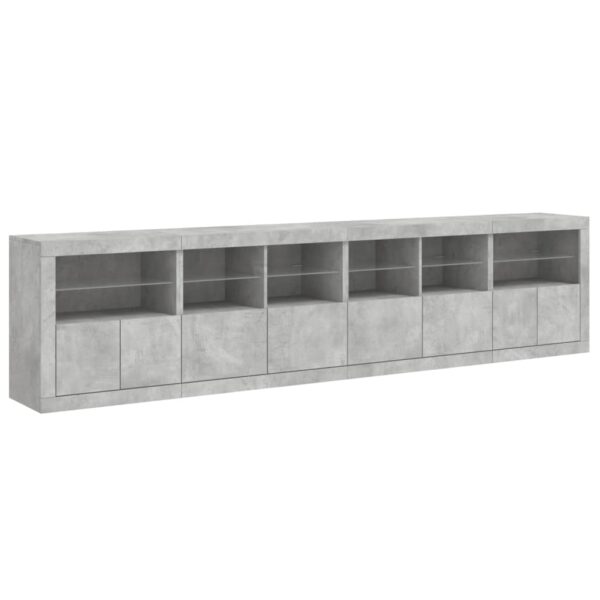 Aparador com luzes LED 283x37x67 cm cinzento cimento - Image 5