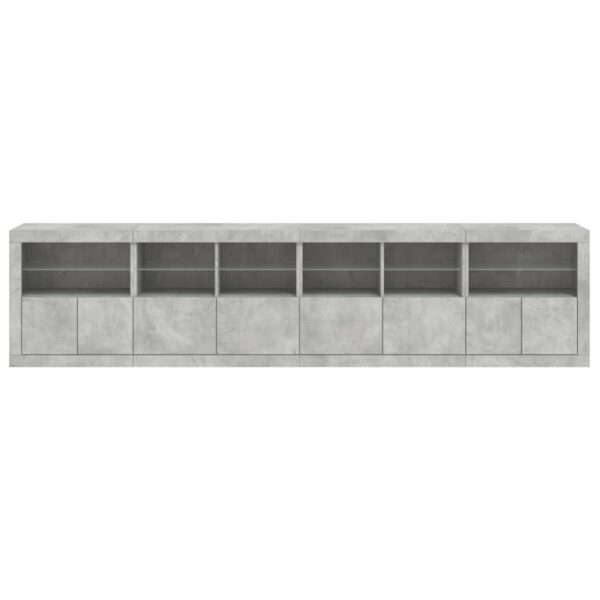 Aparador com luzes LED 283x37x67 cm cinzento cimento - Image 6