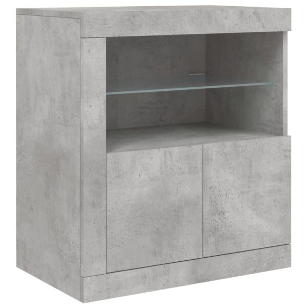 Aparador com luzes LED 283x37x67 cm cinzento cimento - Image 9