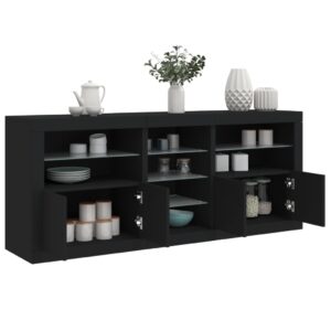 Aparador com luzes LED 162x37x67 cm preto