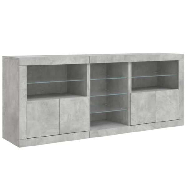 Aparador com luzes LED 162x37x67 cm cinzento cimento - Image 5