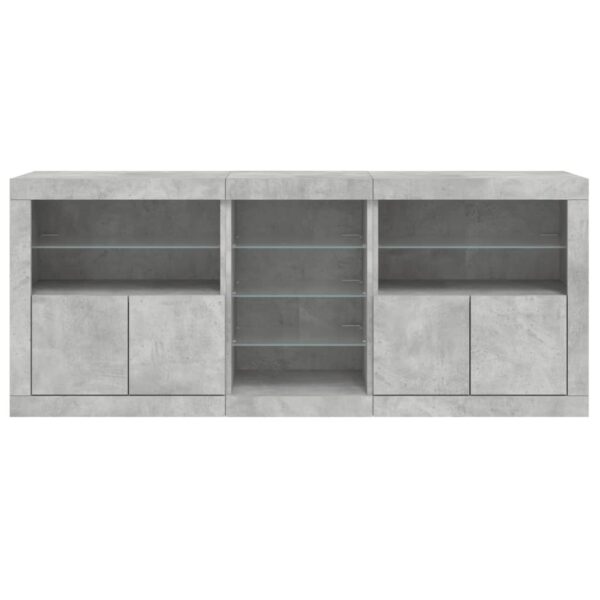 Aparador com luzes LED 162x37x67 cm cinzento cimento - Image 6