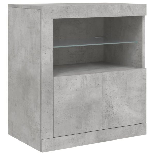 Aparador com luzes LED 162x37x67 cm cinzento cimento - Image 9