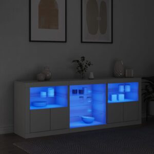 Aparador com luzes LED 181,5x37x67 cm branco